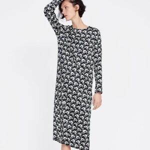 Zara Black and White Graphic Maxi Dress